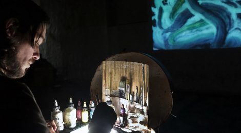 Performance-Konzert mit livepainting-Videobeams & Ausstellung, 1.9.2017, Münster