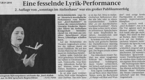 kwr5-Kollektiv in der Recklinghäuser Zeitung, 20.1.2015